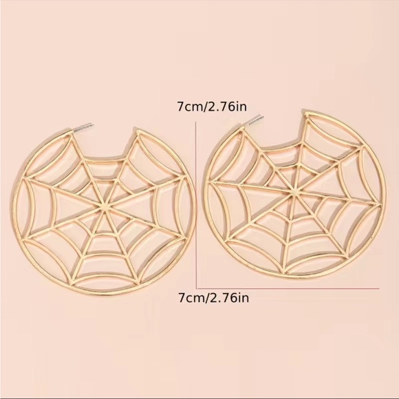 Gold Spiderweb Hoop Earrings - Picture 6 of 6